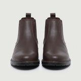 Par de botas Chelsea Sítio marrons visto de frente.