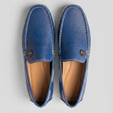 Par do modelo Mocassim Casual Canvas em Lona, na cor azul, visto de cima.