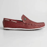 Mocassim Casual Canvas em Lona na cor vermelho, em vista lateral.