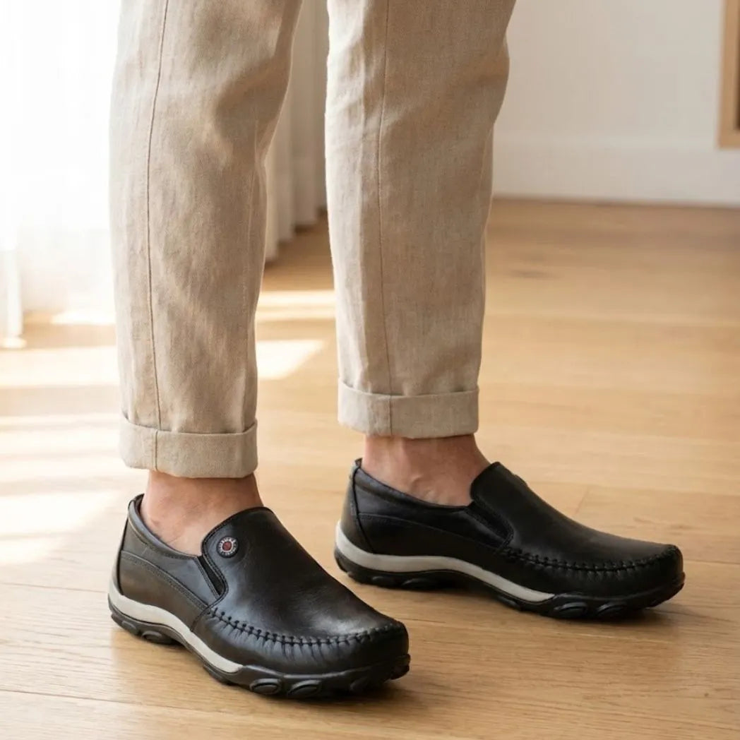 Mocassim Casual Comfort Daytona Drive: modelo nos pés.