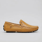 Mocassim Driver Vancouver de Couro na cor caramelo, em vista lateral.