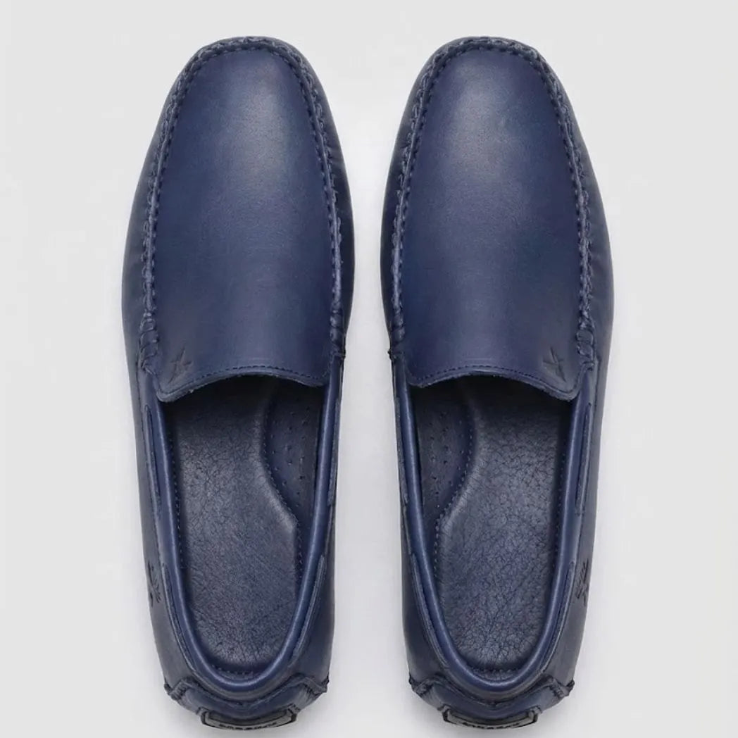Mocassim Driver Vancouver de Couro Azul: vista superior do modelo.