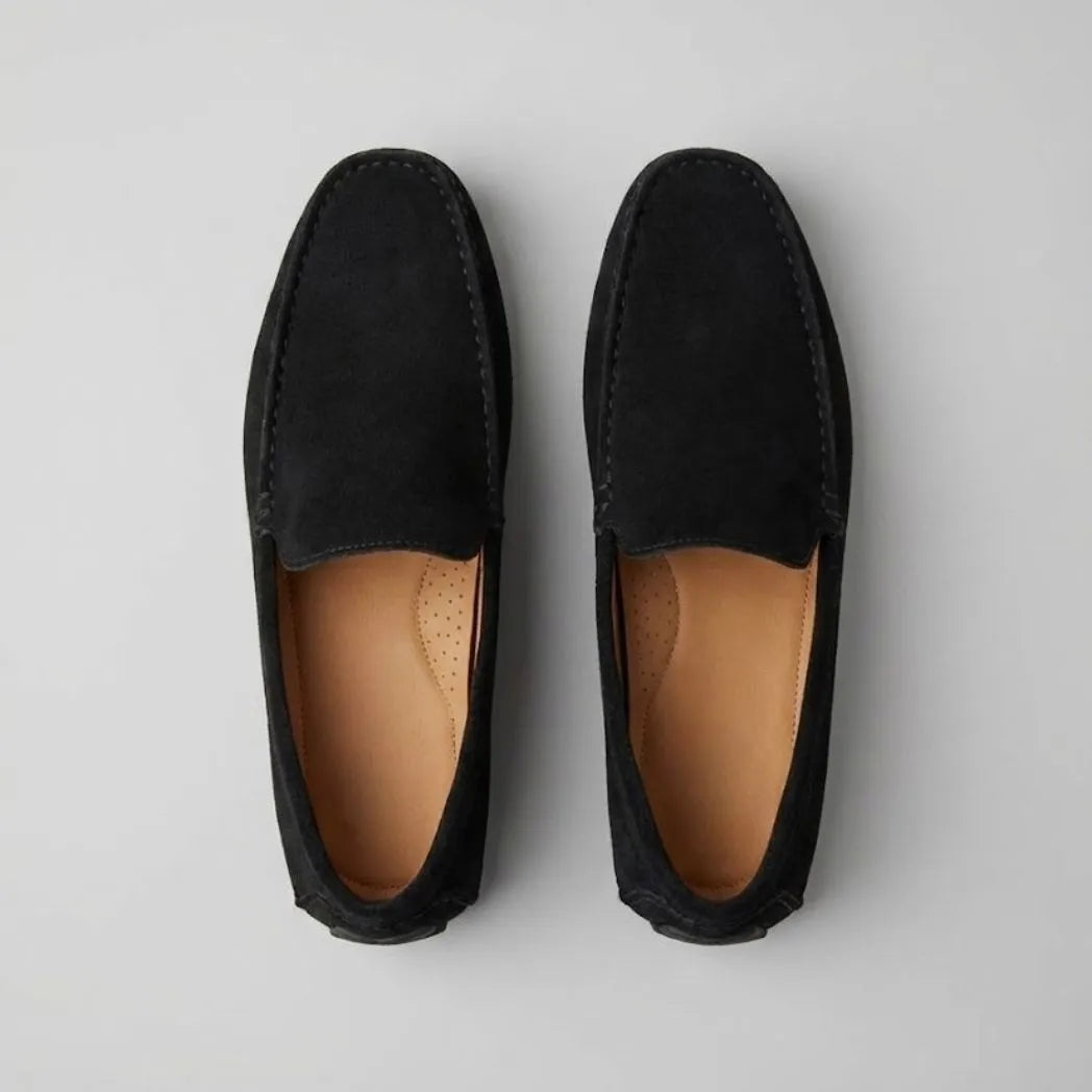 Mocassim Driver de Couro Capri Nero Preto: vista superior do modelo.