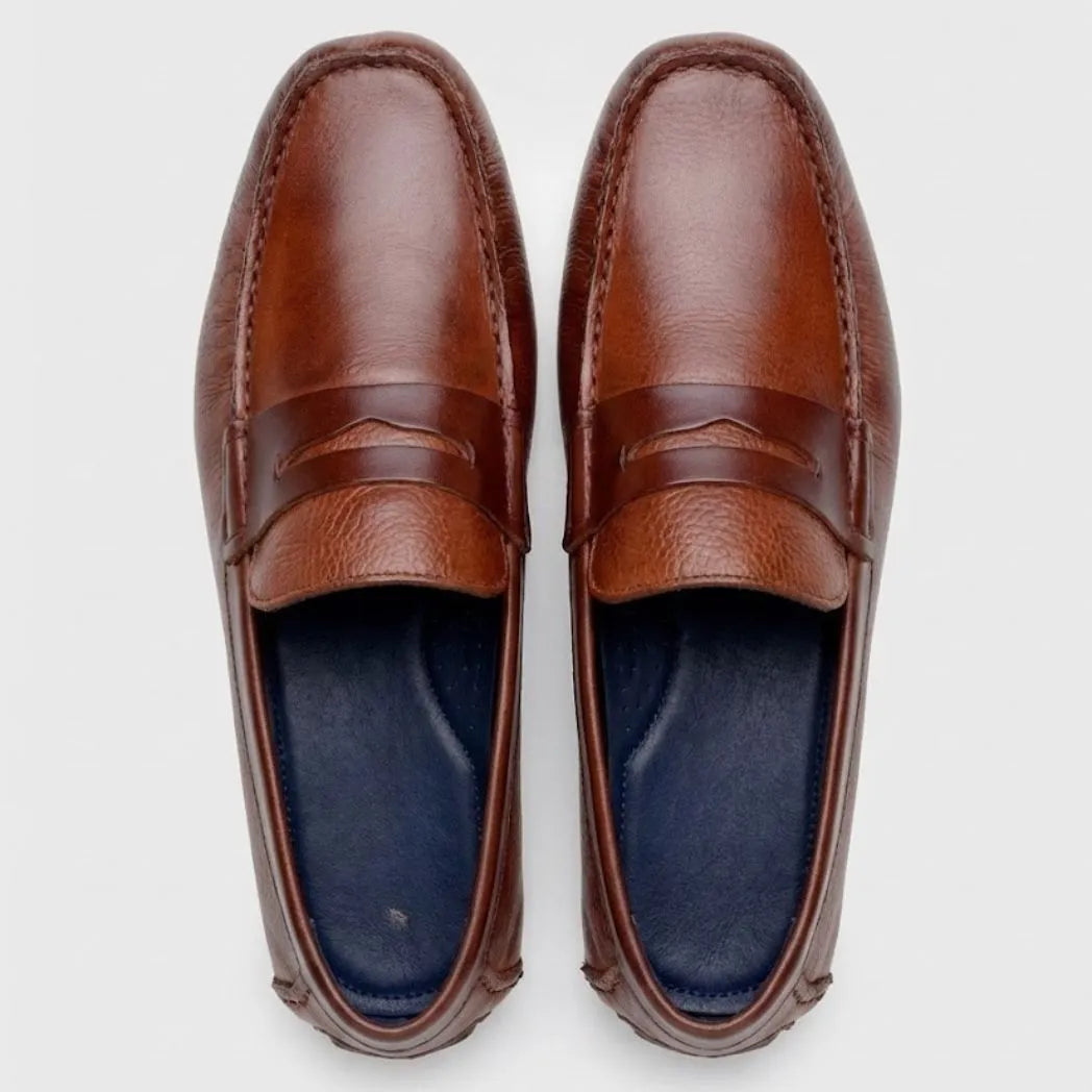 Mocassim Masculino Driver de Couro: vista superior do modelo.