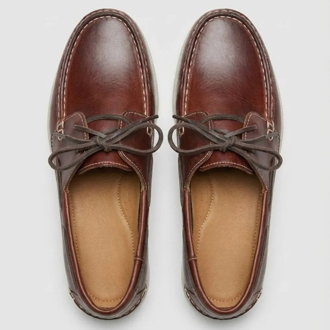 Mocassim Sider de Couro Marrom: vista superior do modelo.